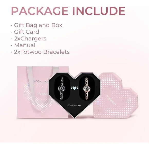 Long Distance Touch Bracelets for Couples, Smart Light & Vibration Love Jewelry,